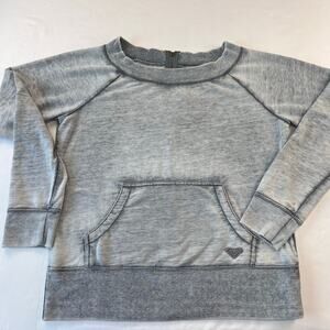 Roxy Women’s Sweatshirt Heather Gray Long Sleeve Back 1/4 heart Zip Sz Large